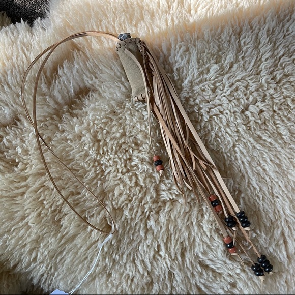 HANDMADE Suede and Deerskin Tan Leather Firekeeper Lighter Holder Necklace - Picture 9 of 9